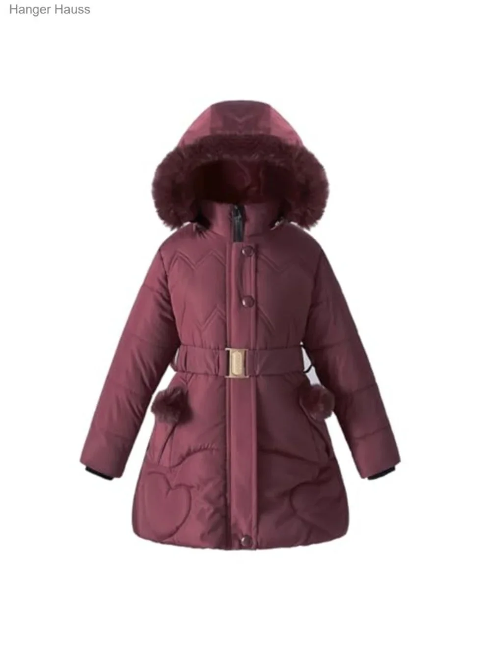 Girls Quilted Puffer Jacket Hooded Fleece Lined Winter Parka Water Resistant